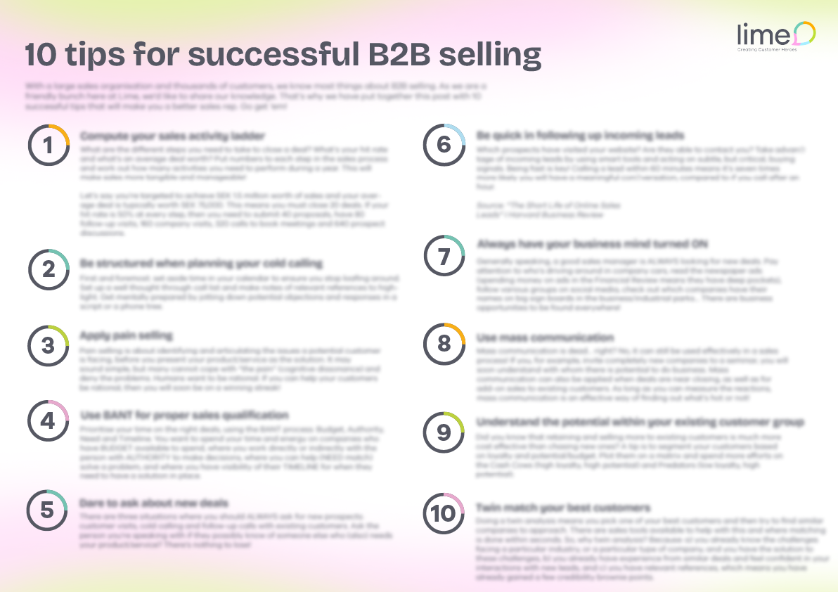 Poster: 10 Concrete Sales Tips for B2B