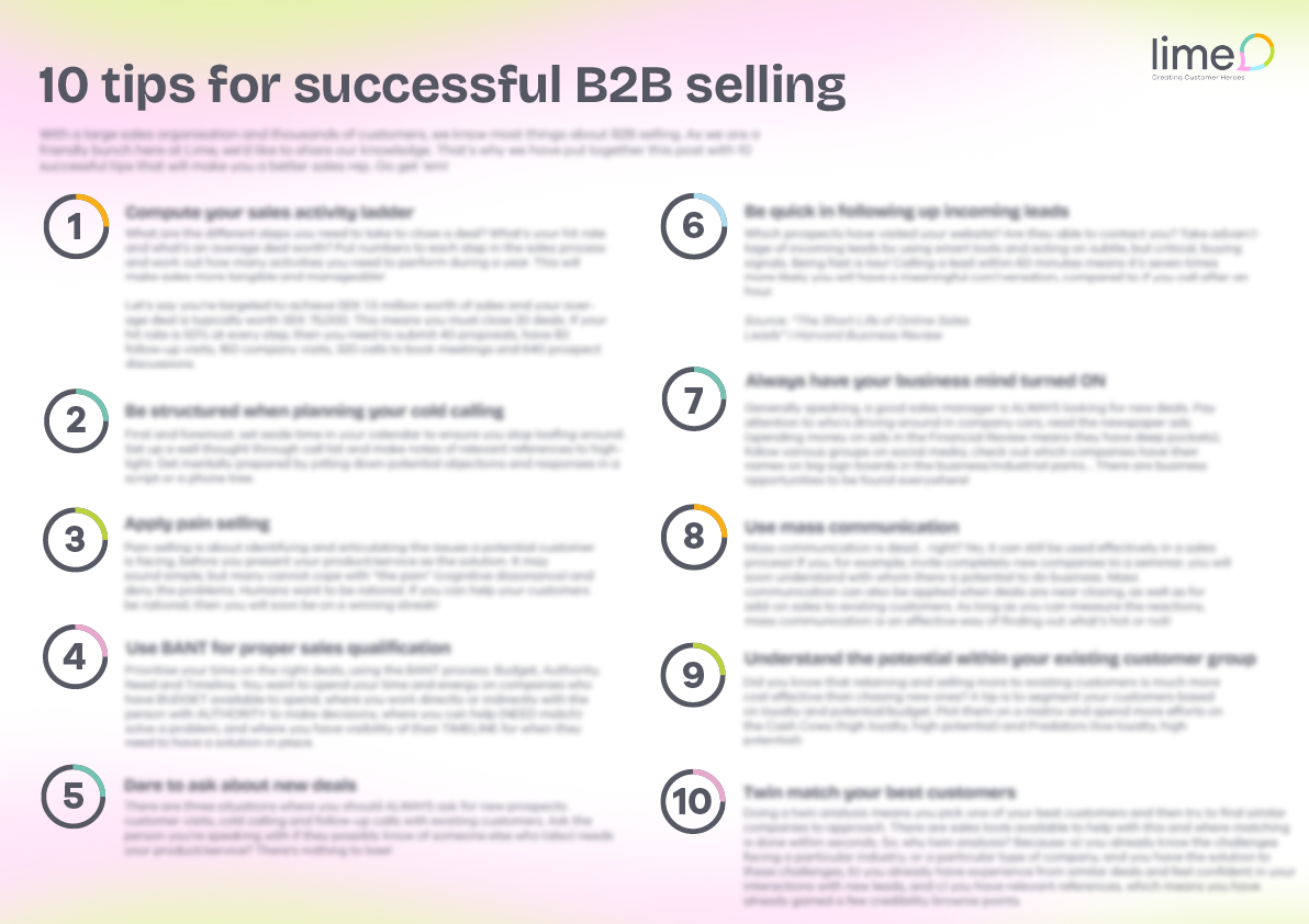 Poster: 10 konkrete salgstips for B2B