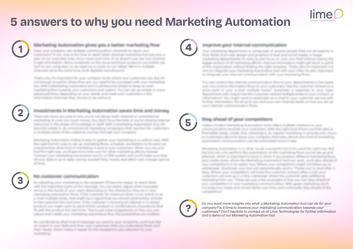 Poster: 5 answers to why you need Marketing Automation