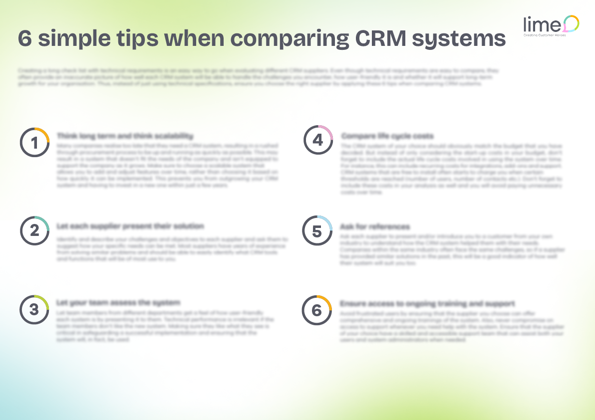 Poster: 6 tips when comparing CRM systems