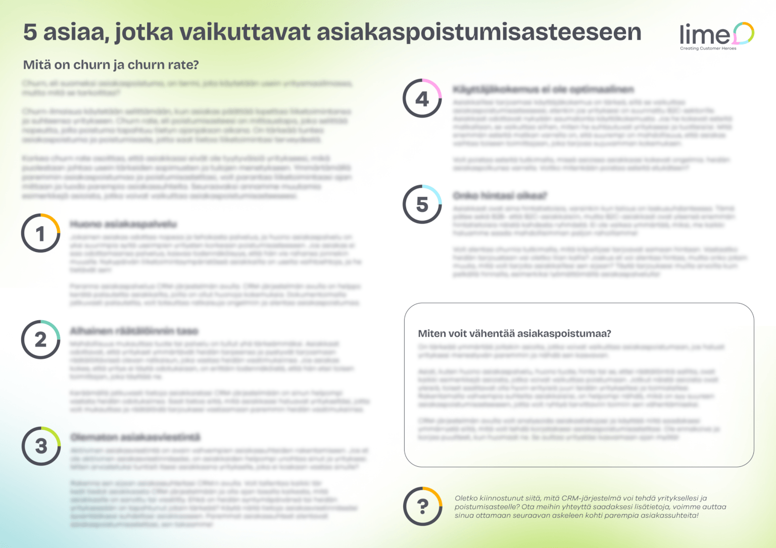5 asiaa, jotka vaikuttavat asiakaspoistumisasteeseen