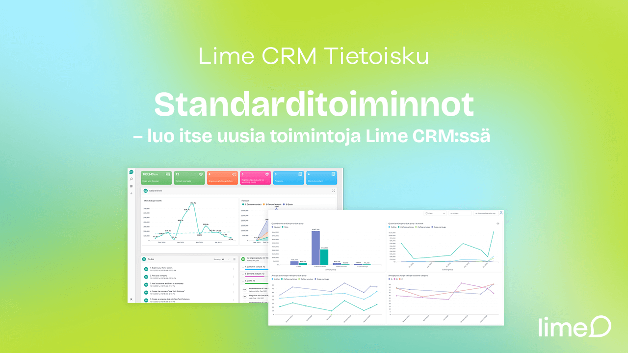 Lime CRM Tietoisku: Standarditoiminnot
