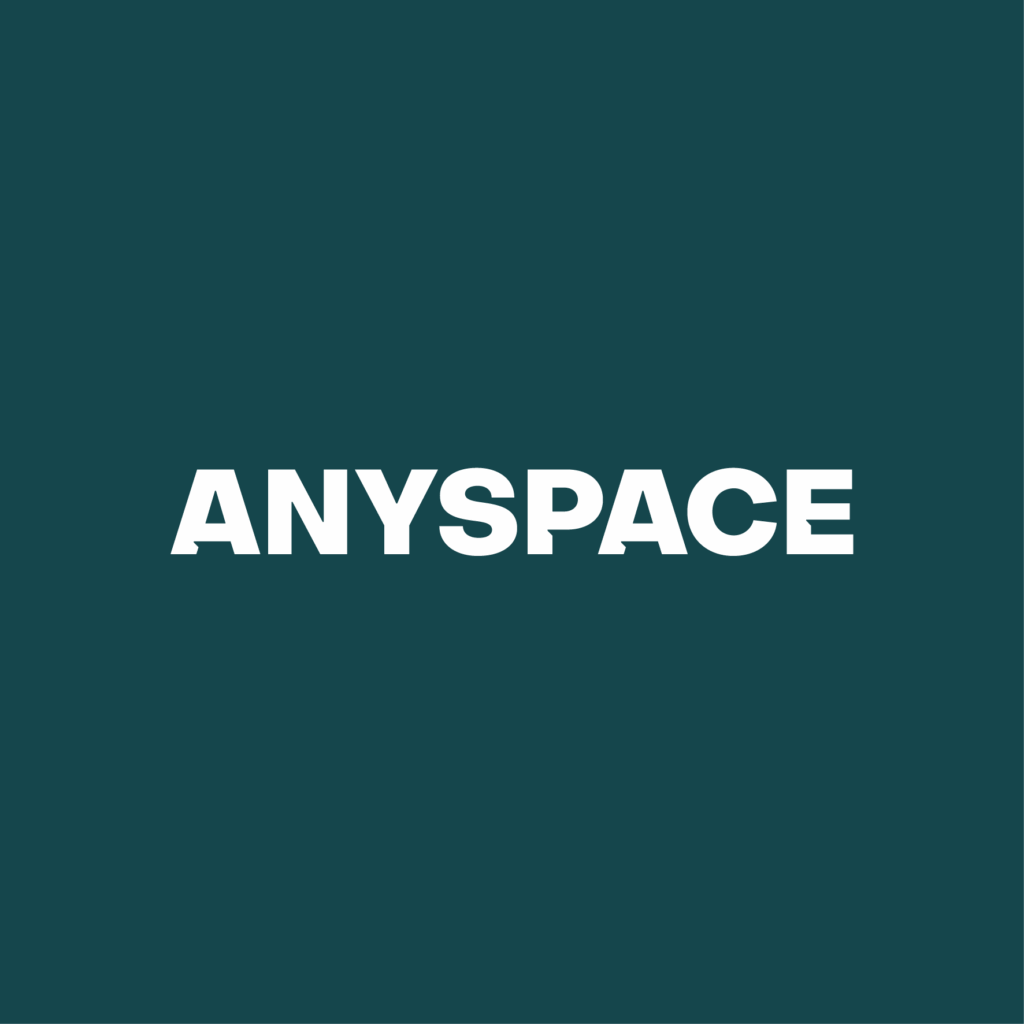 AnySpace logo on a black background
