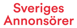 The image features a text "Sveriges Annonsörer" in large red letters on a white background