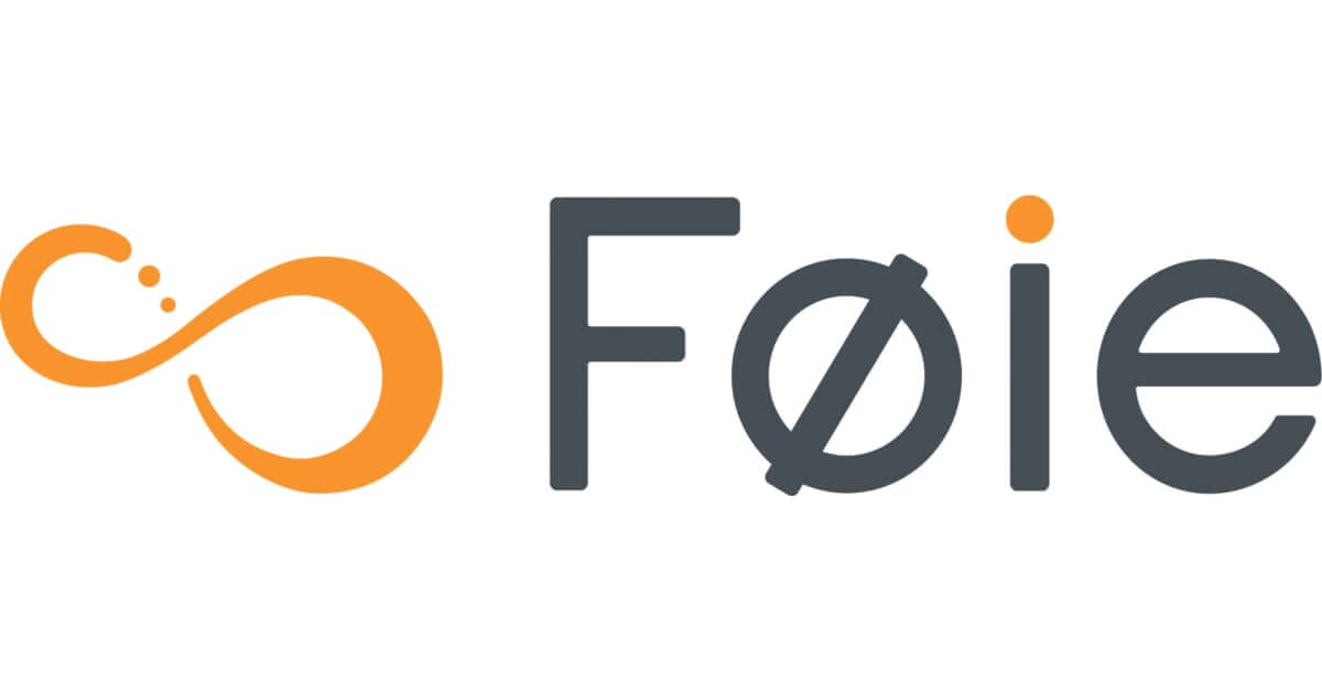 The logo for Føie CRM features an orange infinity symbol alongside grey text.