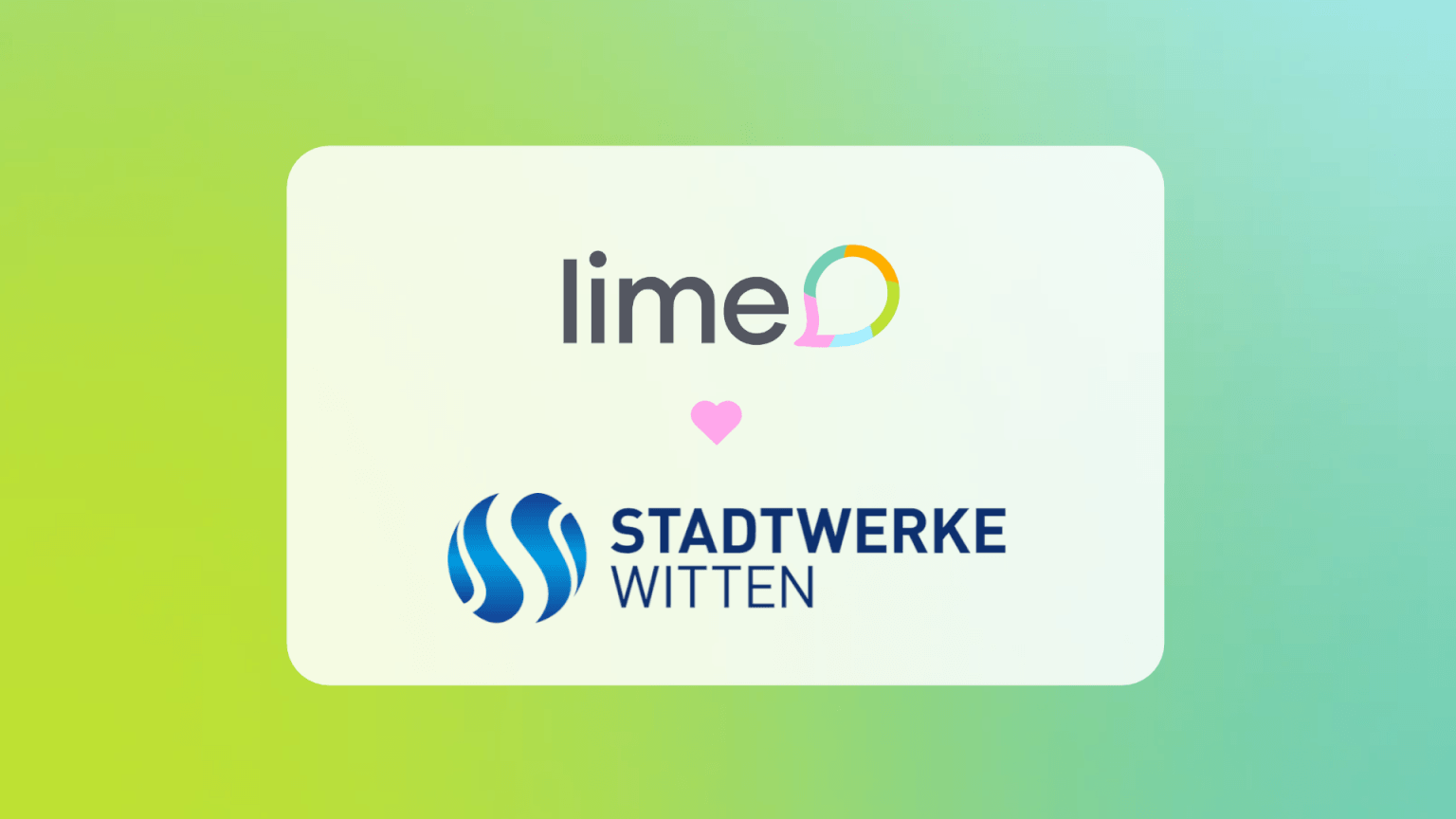 A partnership logo image featuring Lime and Stadtwerke Witten. The design highlights a business alliance in the utility sector against a vibrant green and blue gradient background.